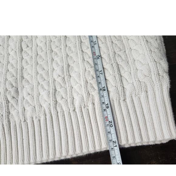 Vintage Ralph Lauren Crest Large Hand Knit Chunky Cable Sweater White - Picture 6 of 7